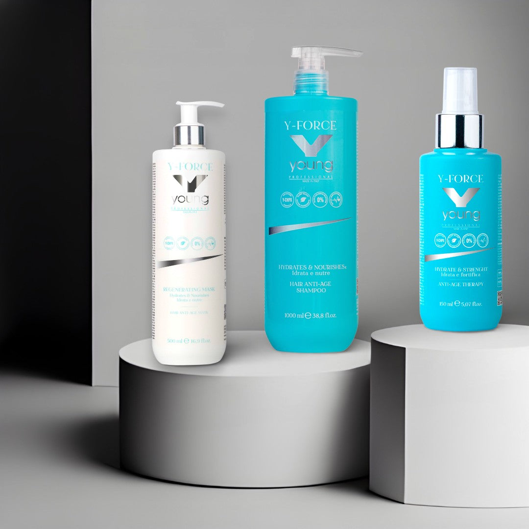 Set max Y-Force Șampon Regenerator Anti-Age + Balsam + Spray Instant