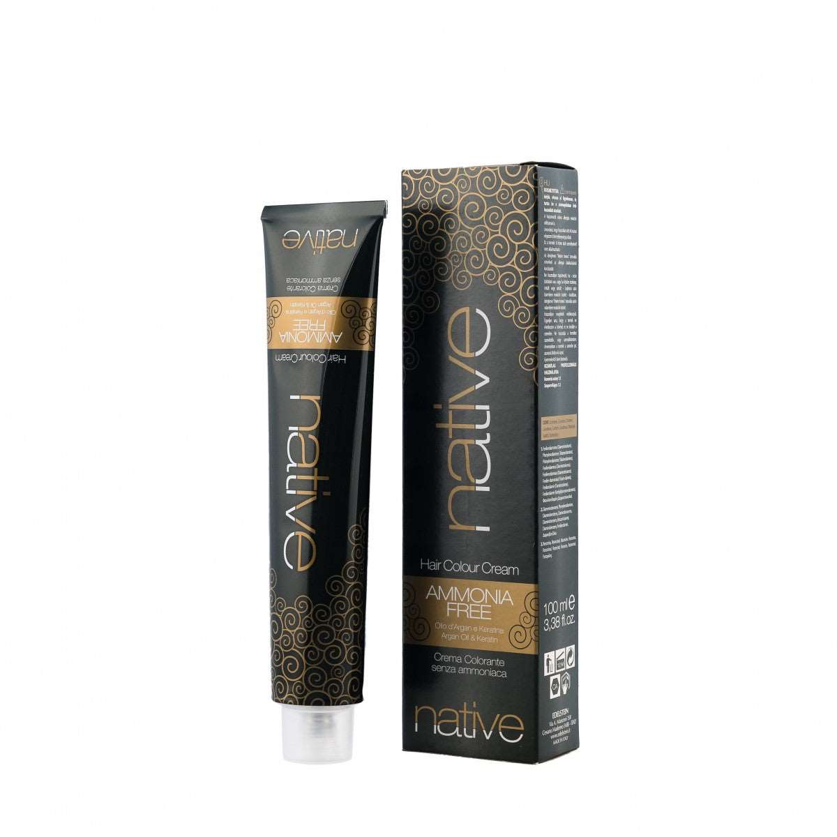 Vopsea de păr permanet Native fără amoniac profesionala cu keratin si argan 100 ml (1:1) CACAO / 4.8 profesional pentru păr – John Hair