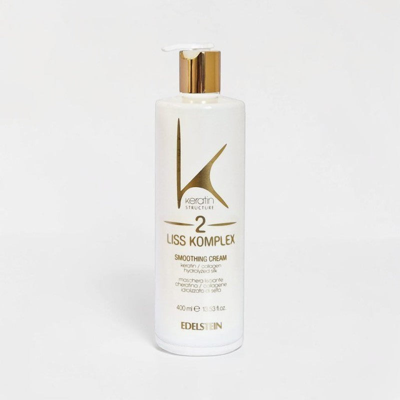 Complex Liss 2 Mască netezitoare (400 ml)Crema netezitoare utilizată în faza 2 nu conține formaldehidă. Datorită compoziției sale ce conține acid glioxilic, keratină, colagen, acid