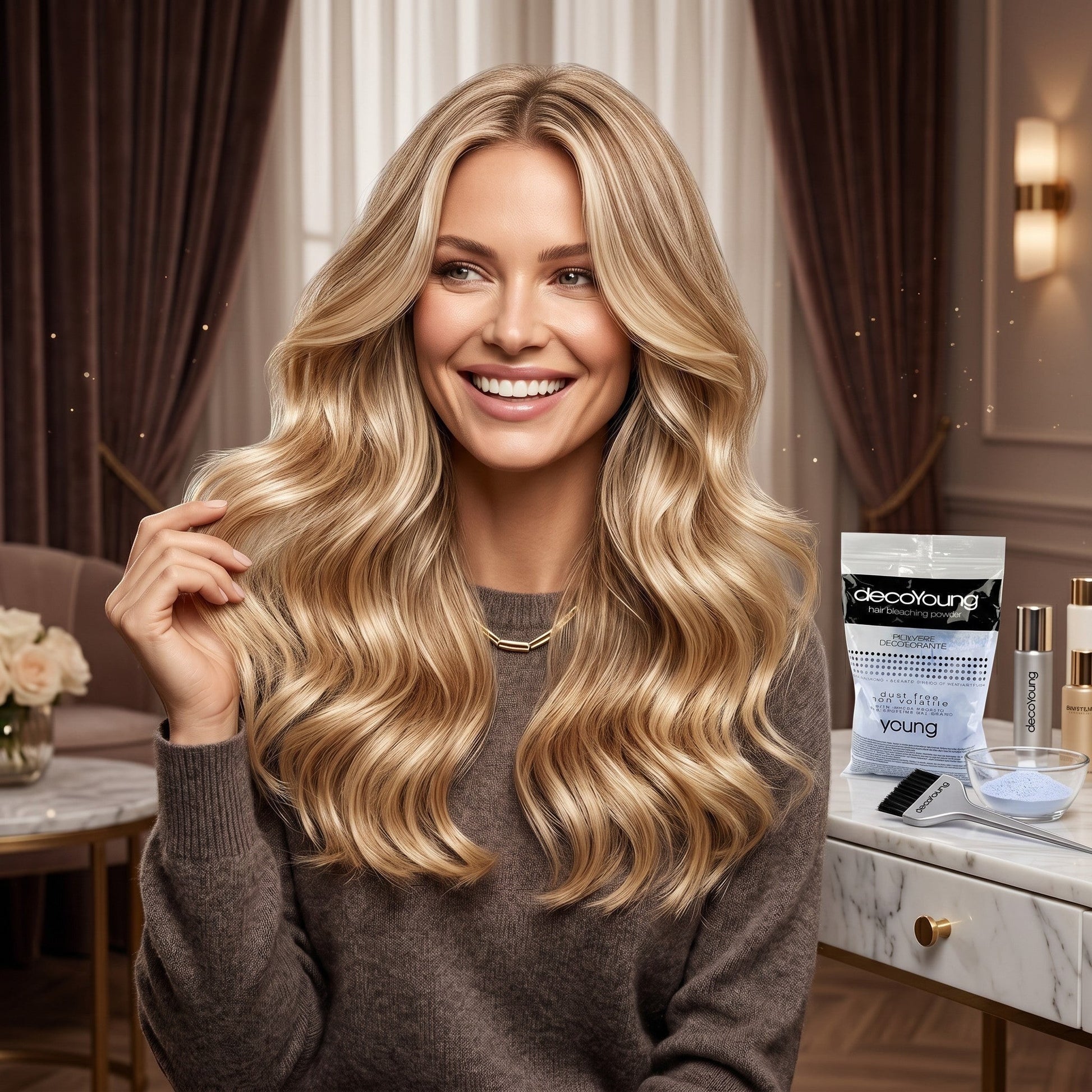 Pudră decolorantă profesională pentru saloane, cu deschidere până la 7–8 tonuri, ideală pentru balayage, airtouch și șuvițe.