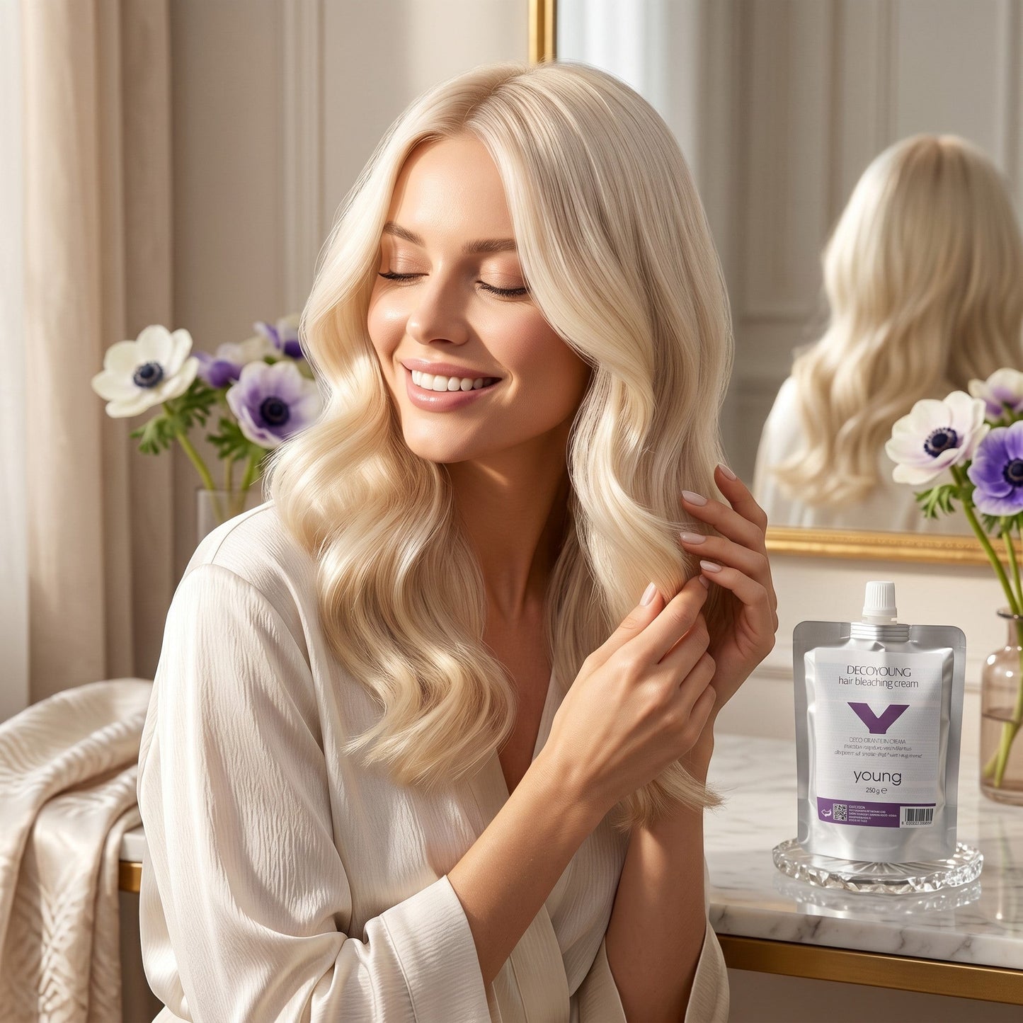 Cremă decolorantă profesională pentru utilizare în salon. Oferă o decolorare rapidă, uniformă și sigură, protejând părul datorită ingredientelor emoliente și proteinelor din grâu.