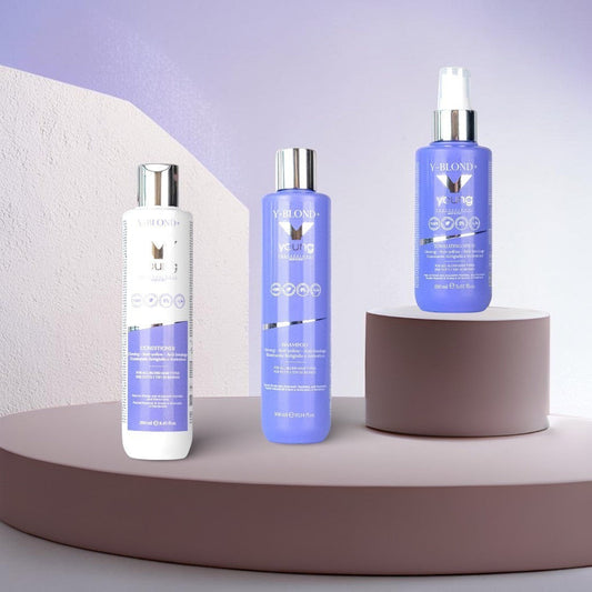 Set Y-Blond neutralizare galben – șampon, balsam și spray tonizant pentru păr blond – John Hair