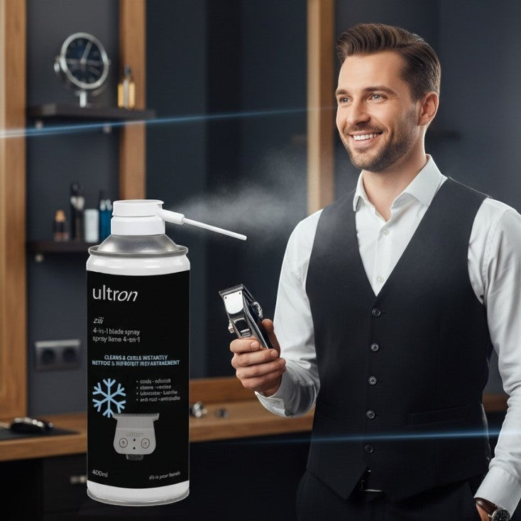 Spray 4-in-1 pentru răcirea și protecția lamelor aparatelor de tuns
