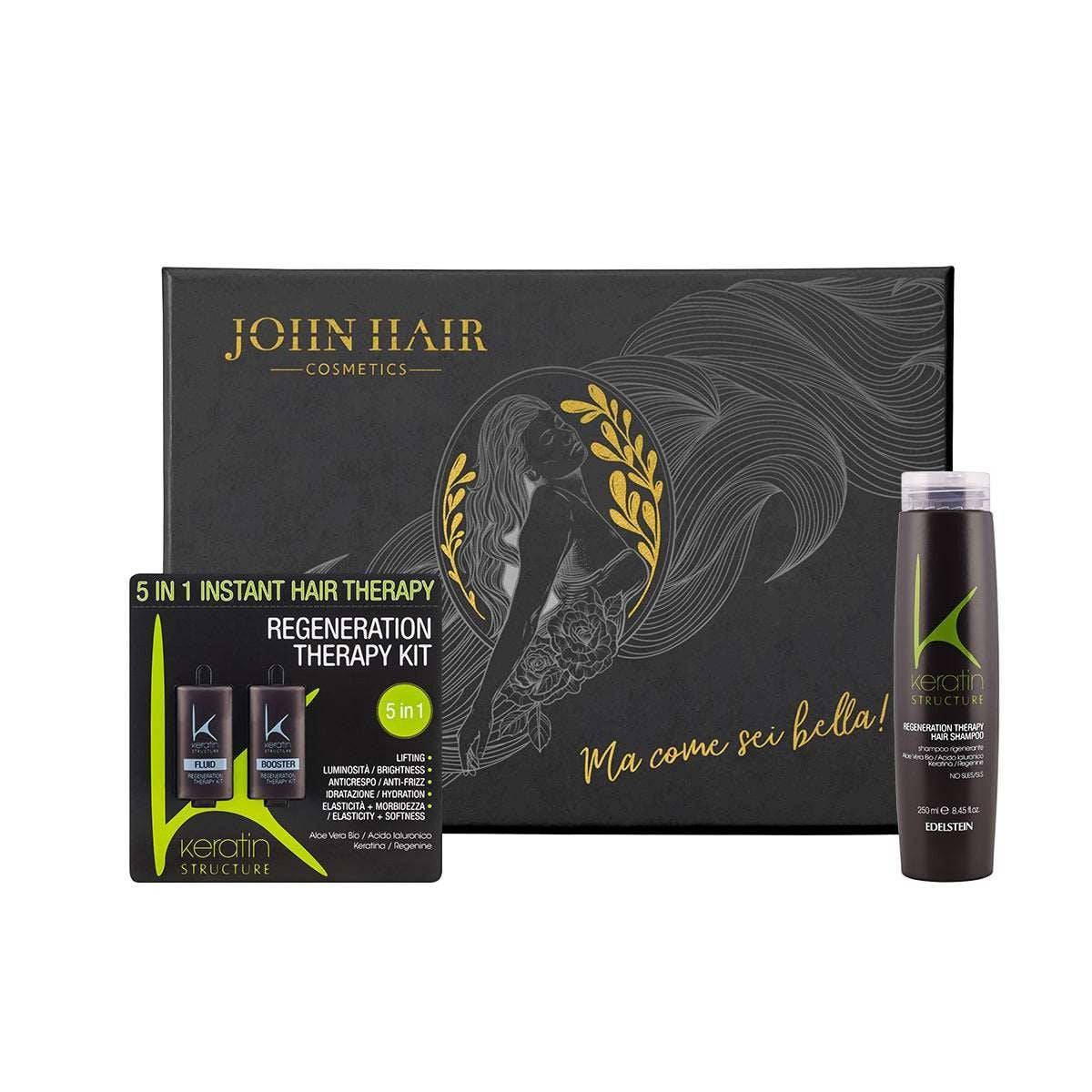 Tratament Keratin Structure Regenerant 5 in 1 în ambalaj special profesional pentru păr – John Hair