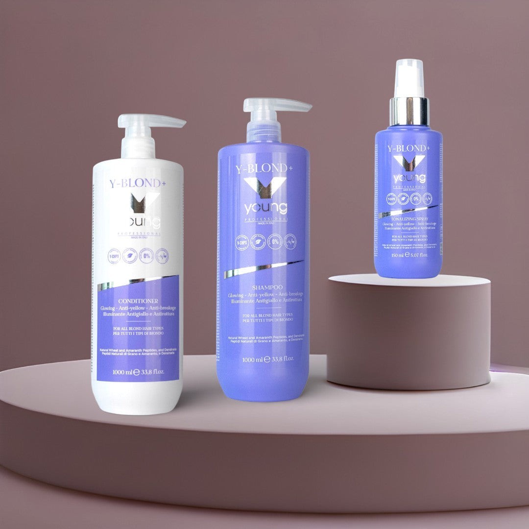 Set max Y-Blond Neutralizare Galben – Șampon + Balsam + Spray | John Hair profesional pentru păr – John Hair