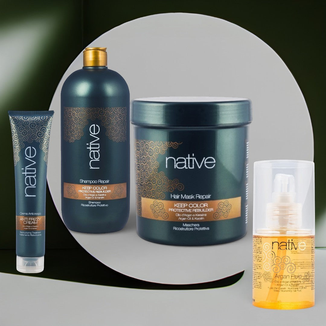 Set Native Ulei de Argan Protecție Culoare – Format Mare profesional pentru păr – John Hair