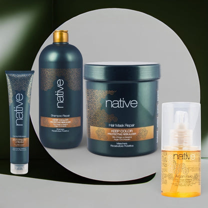Set Native Ulei de Argan Protecție Culoare – Format Mare profesional pentru păr – John Hair